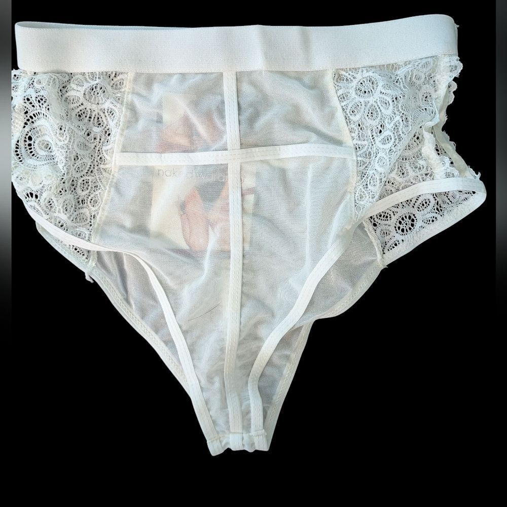 Naked Wardrobe White Lace Lingerie Set With Halter Top And Matching Bottoms Nwt - Picture 2 of 6